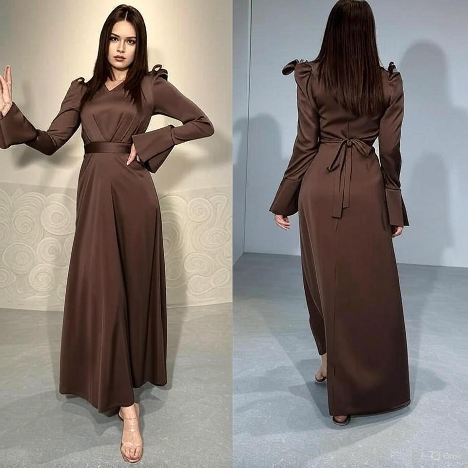 Fashion Silky muslim Abaya Muslim Dress female big swing Islamic Kaftan Robe Muslimah Abaya with belt Fabric