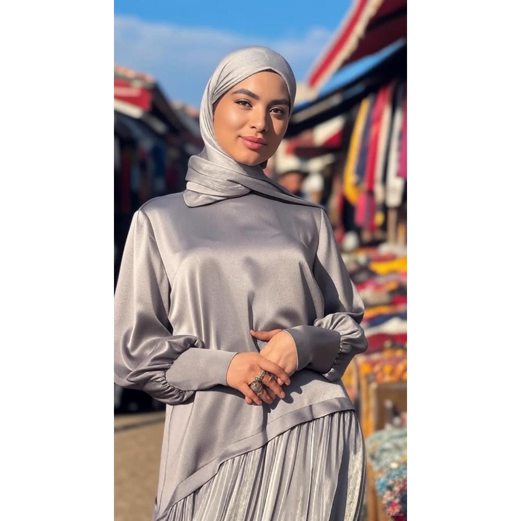 Spring New Women's Muslim Style Satin Stitching Design Elegant Fashion Dress jalabiya