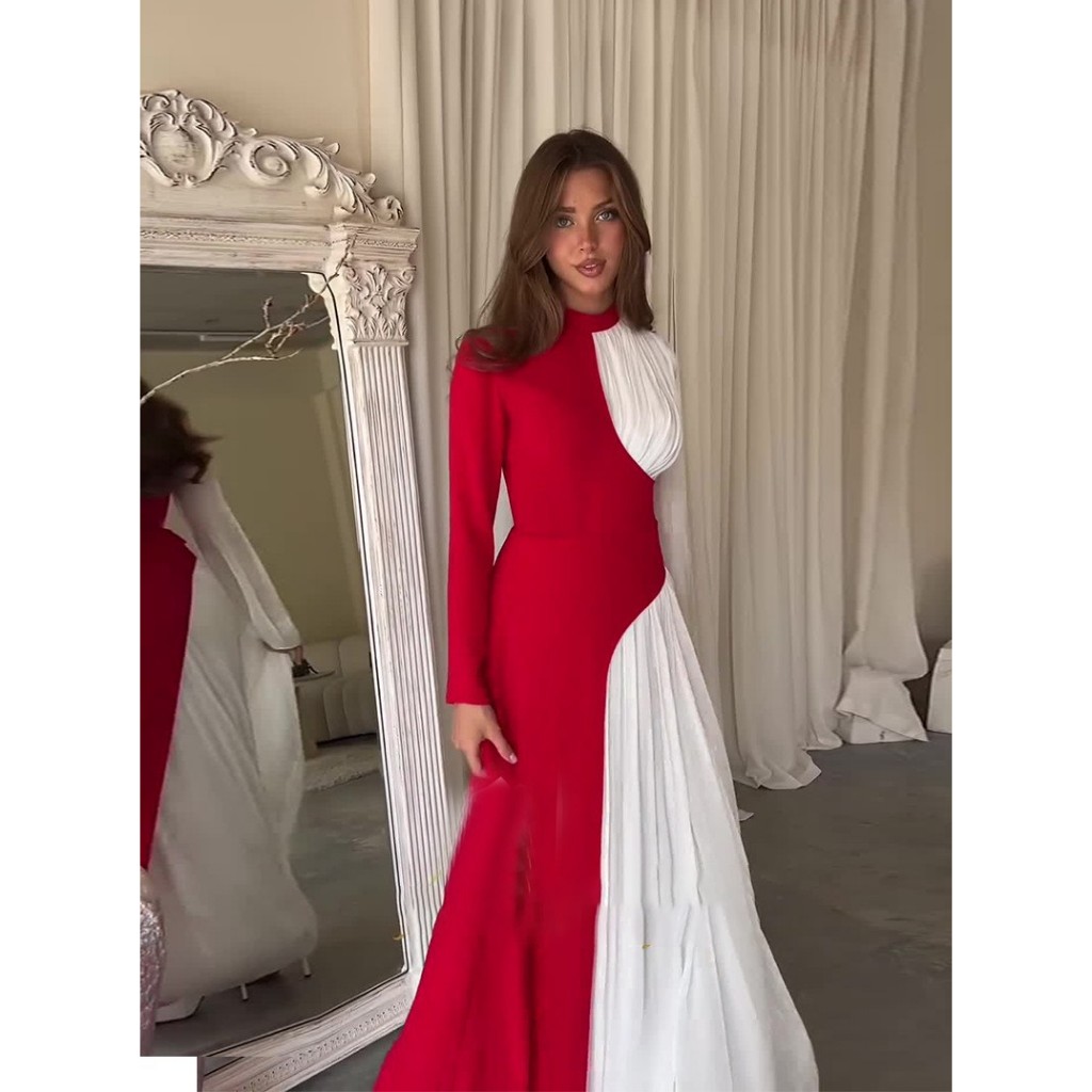 Graceful Long-Sleeve Dress – Chic Big Swing Style for Special Occasions & Celebrations
