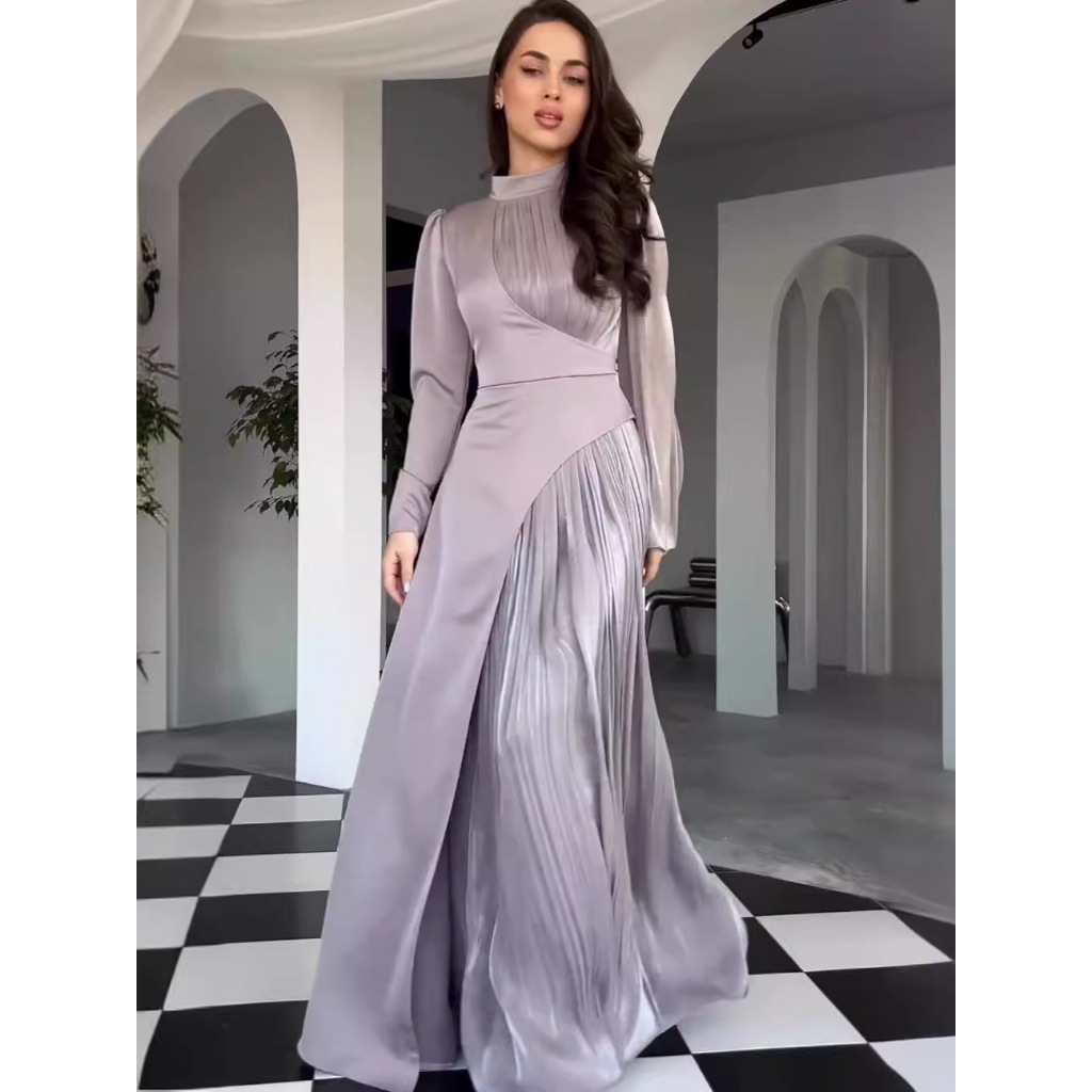 Graceful Long-Sleeve Dress – Chic Big Swing Style for Special Occasions & Celebrations