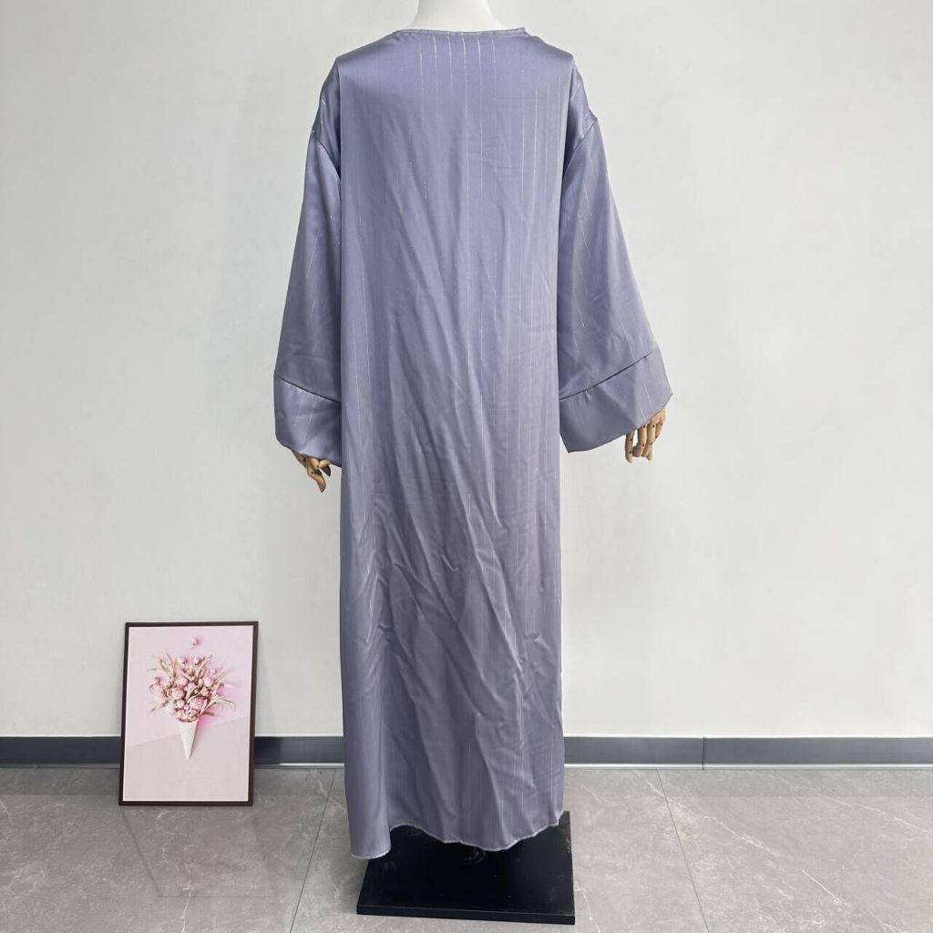 Side Wrap Abaya Ramadan Robe Muslim Women Dubai Islam Dress Satin Abayas Kebaya Caftan