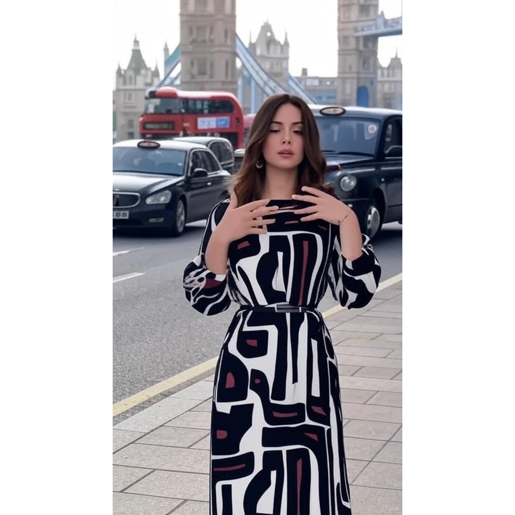 Women Dresses Long Sleeve O Neck Pullover Print Striped Dress Patchwork Streetwear Vestidos Flat Autumn Loose Fit Belt