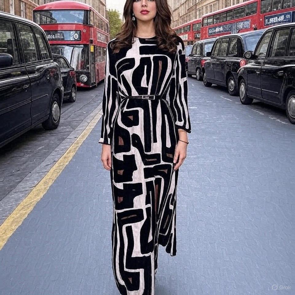 Women Dresses Long Sleeve O Neck Pullover Print Striped Dress Patchwork Streetwear Vestidos Flat Autumn Loose Fit Belt