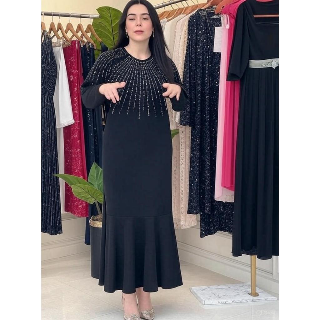 Muslim Abaya Women Long Dress Diamonds Arab Kaftan Party Long Dresses Maxi Robe Jalabiya Vestidos Largos Dubai