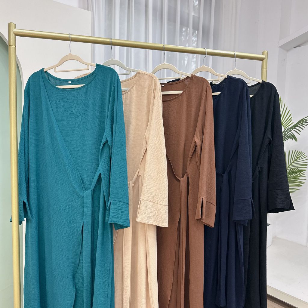Muslim Modest Dress for Women Eid Plain Dubai Abaya Luxury Elegant Islam Party Clothing Solid Color Robe