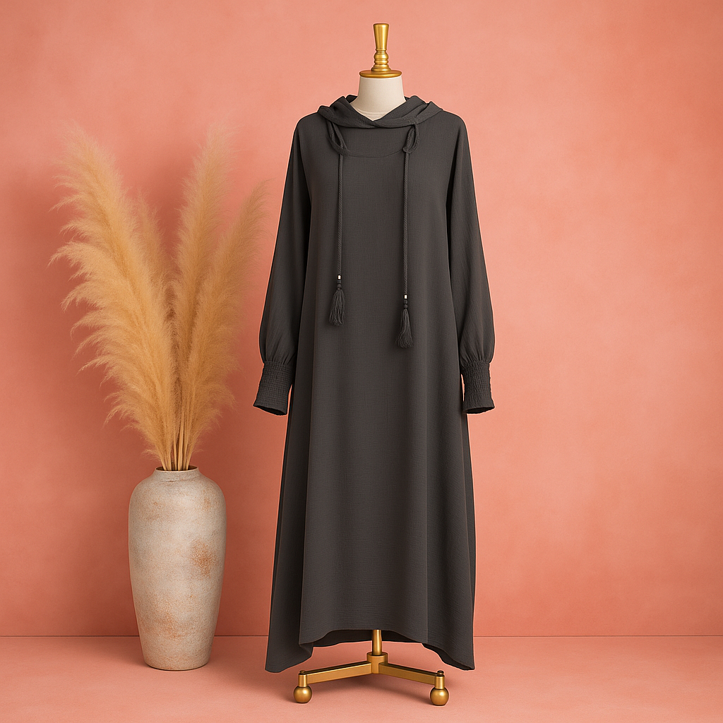 Muslim Abaya Long Sleeve Hat Women Raya Hooded long Kaftan Arab Robe Islamic Hijab Dubai Jubah