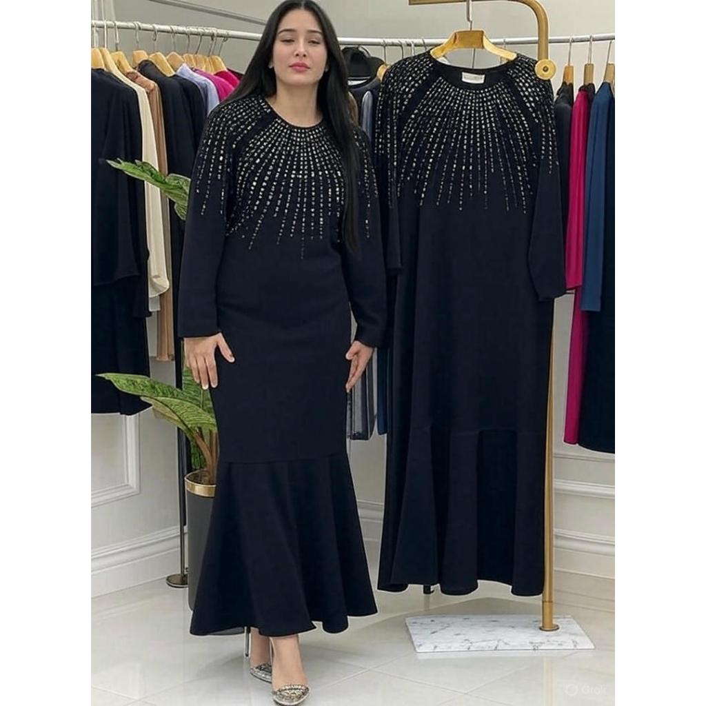 Muslim Abaya Women Long Dress Diamonds Arab Kaftan Party Long Dresses Maxi Robe Jalabiya Vestidos Largos Dubai