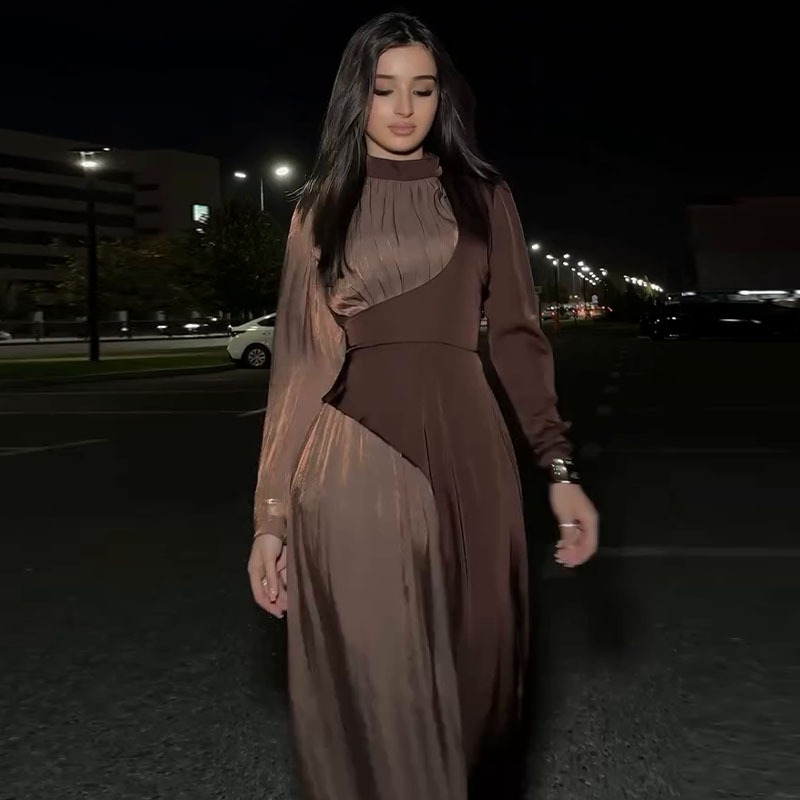 Graceful Long-Sleeve Dress – Chic Big Swing Style for Special Occasions & Celebrations