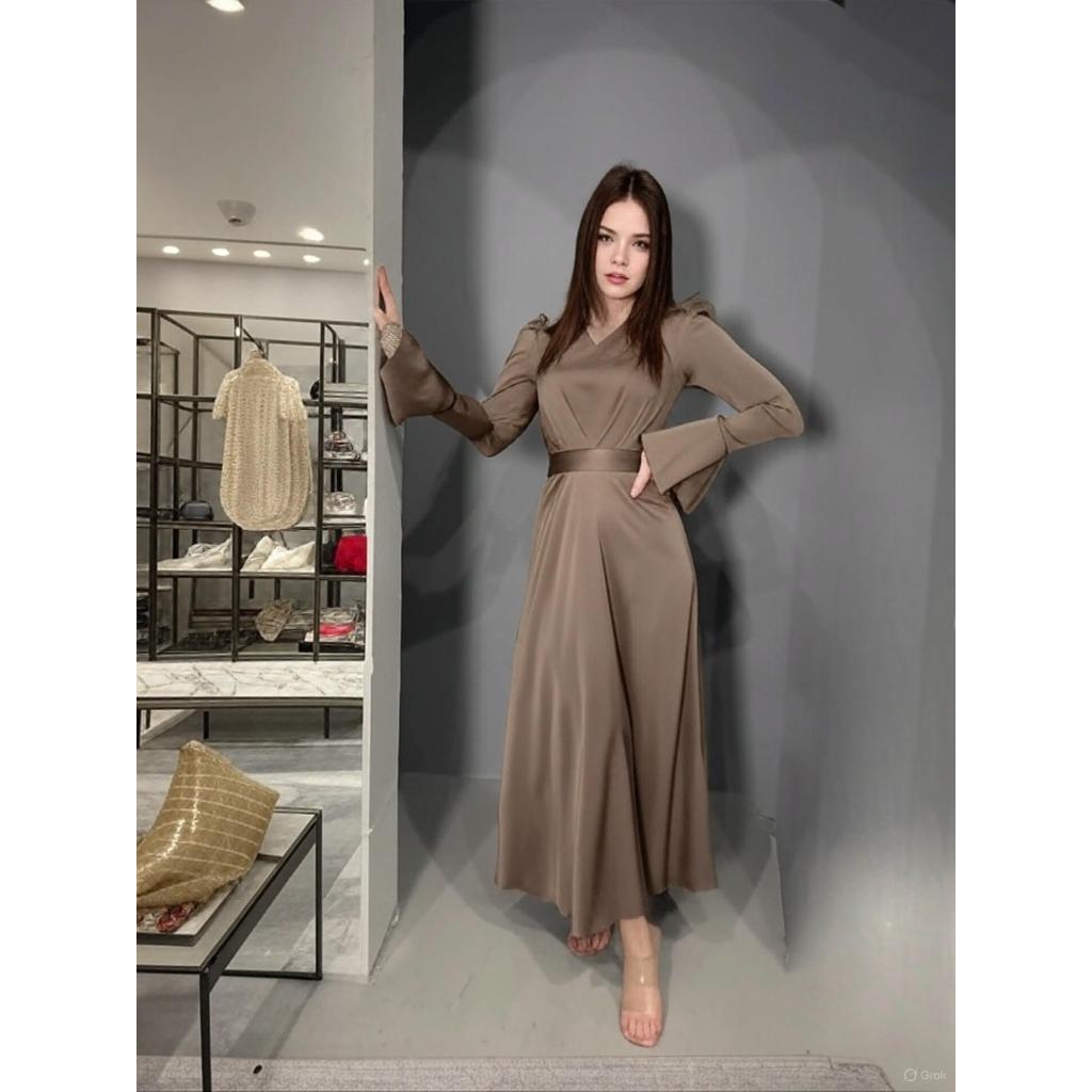 Fashion Silky muslim Abaya Muslim Dress female big swing Islamic Kaftan Robe Muslimah Abaya with belt Fabric