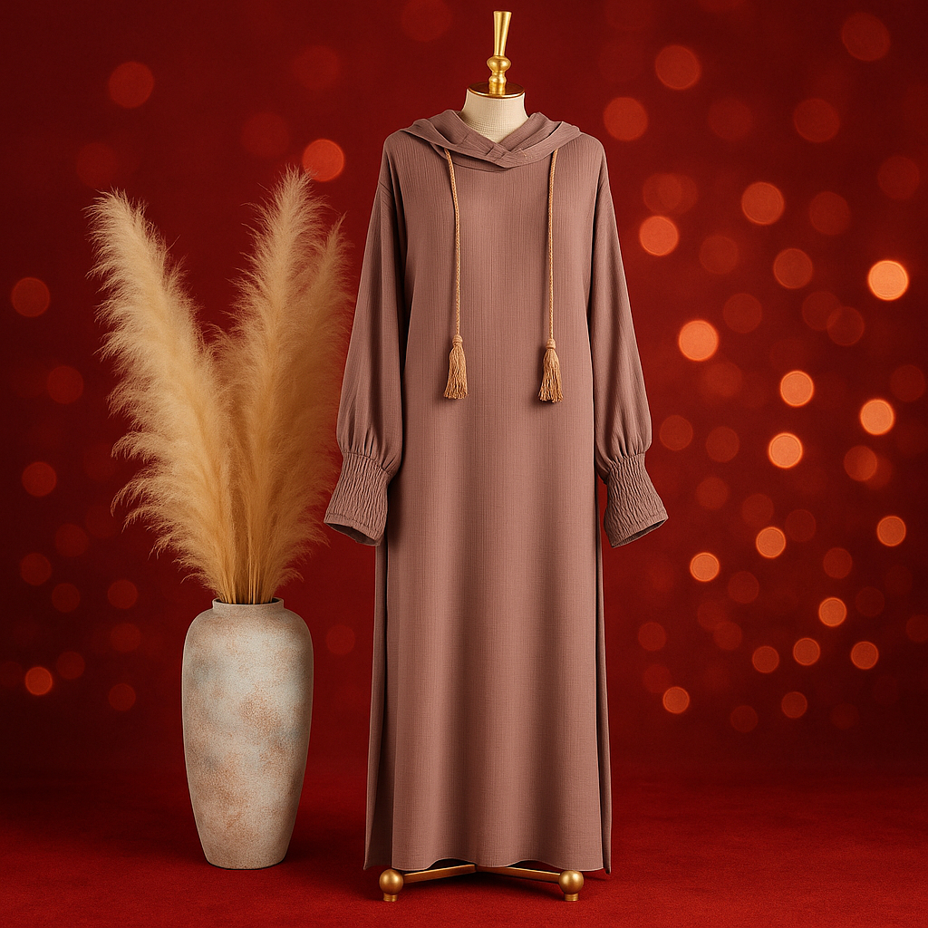 Muslim Abaya Long Sleeve Hat Women Raya Hooded long Kaftan Arab Robe Islamic Hijab Dubai Jubah