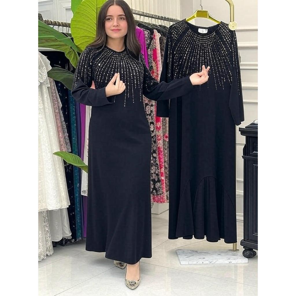 Muslim Abaya Women Long Dress Diamonds Arab Kaftan Party Long Dresses Maxi Robe Jalabiya Vestidos Largos Dubai