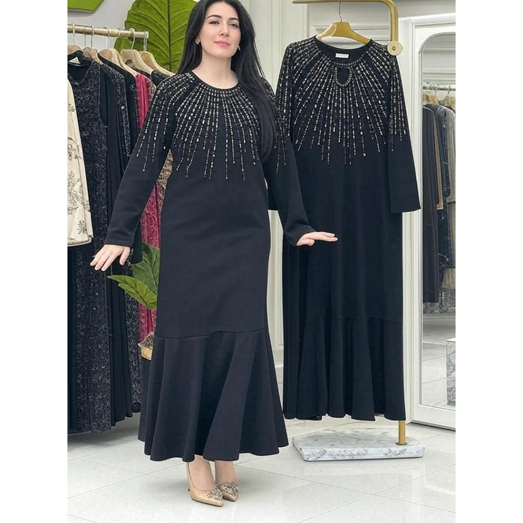 Muslim Abaya Women Long Dress Diamonds Arab Kaftan Party Long Dresses Maxi Robe Jalabiya Vestidos Largos Dubai