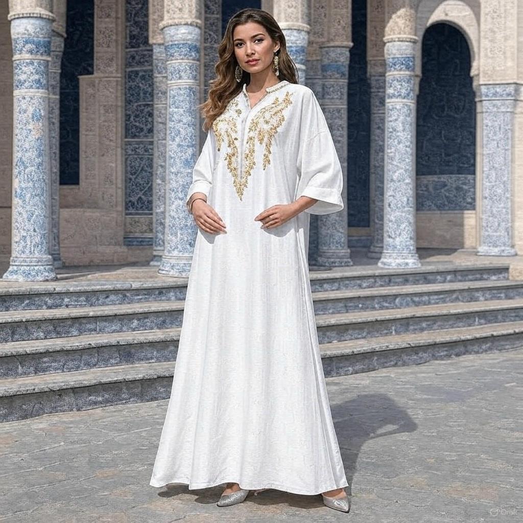 Muslim Robe Women Embroidered Abaya Dress Dubai Women Muslim Slim Elegant Abaya