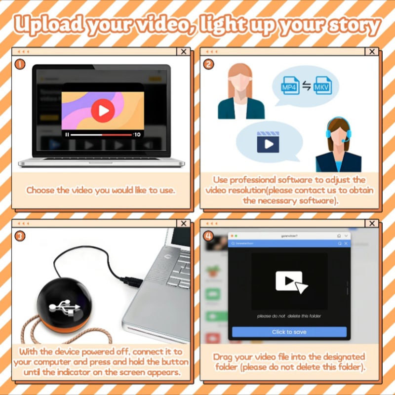 3D Crystal Ball with Electronic Display 2.7 Inch Custom Uploadable Videos & Photos Digital Memory Gift
