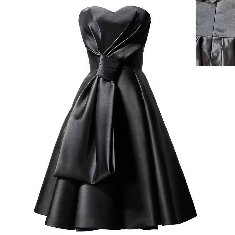 Black Short Prom Dress Lady Girl Women Robe Princess Banquet Party Ball Dress Gradaution Female Performance Gown