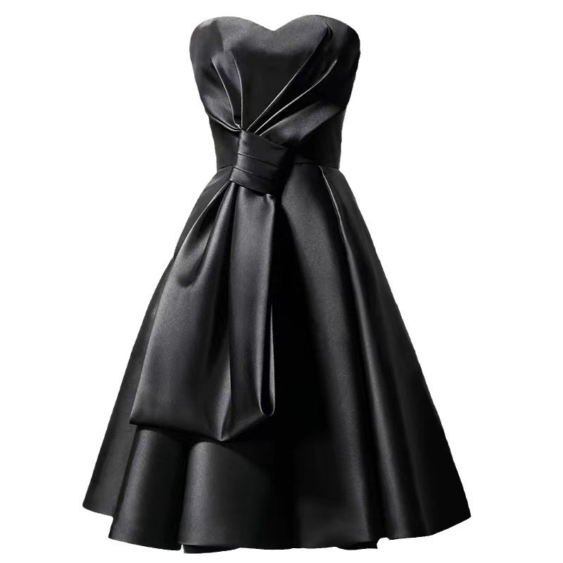 Black Short Prom Dress Lady Girl Women Robe Princess Banquet Party Ball Dress Gradaution Female Performance Gown