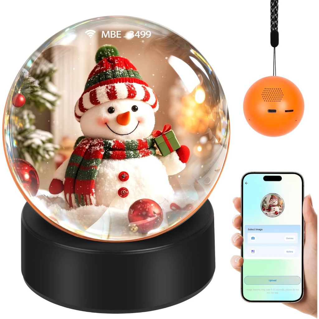 Memory Orb Ball – 2.76" Crystal Video Orb with Digital Display – Uploadable Photos & Videos via WiFi Personalized Gift