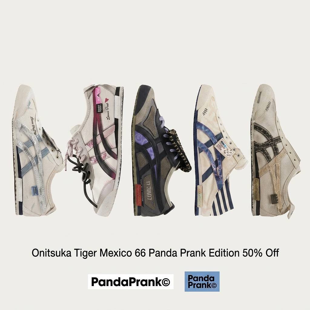 Authentic Onitsuka Tiger Mexico 66 Panda Prank Edition Sneakers Multi‑Color Limited Release Retro Japan Style