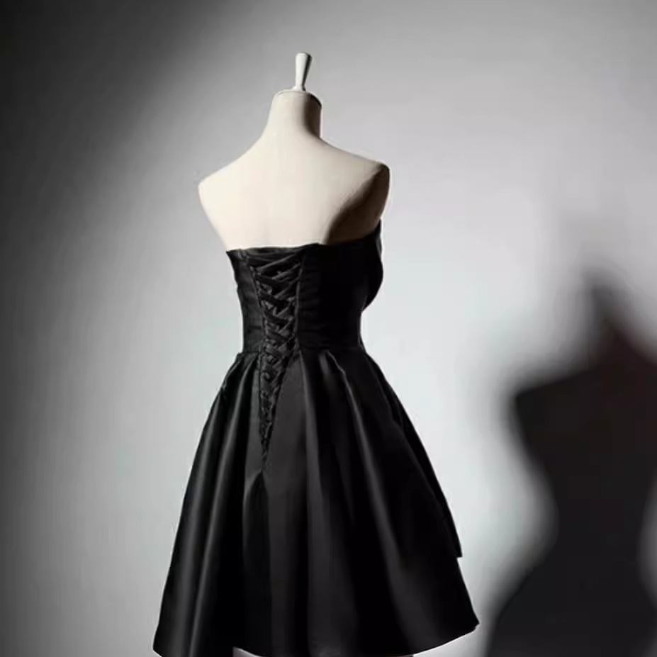 Black Short Prom Dress Lady Girl Women Robe Princess Banquet Party Ball Dress Gradaution Female Performance Gown