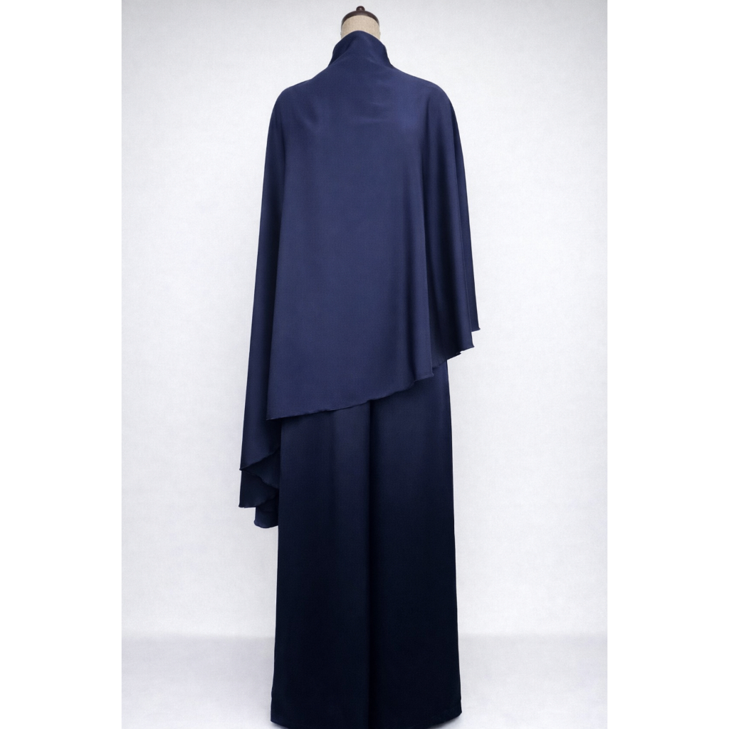 Women Elegant Hight Waist Solid 2Pc Outfits Casual Cape Sleeve Loose Satin Suit Fashion Stand Collar Irregular
