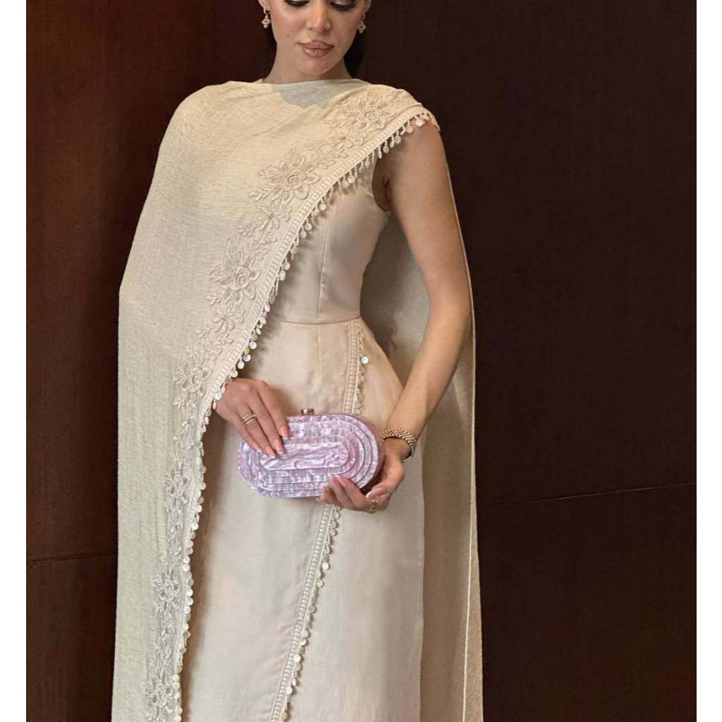 Retro Exquisite Classic Jersey Applique Tassel StraightOne-Shoulder Long Dresses Evening Dresses