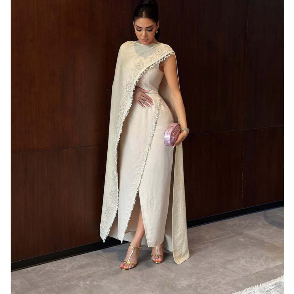 Retro Exquisite Classic Jersey Applique Tassel StraightOne-Shoulder Long Dresses Evening Dresses