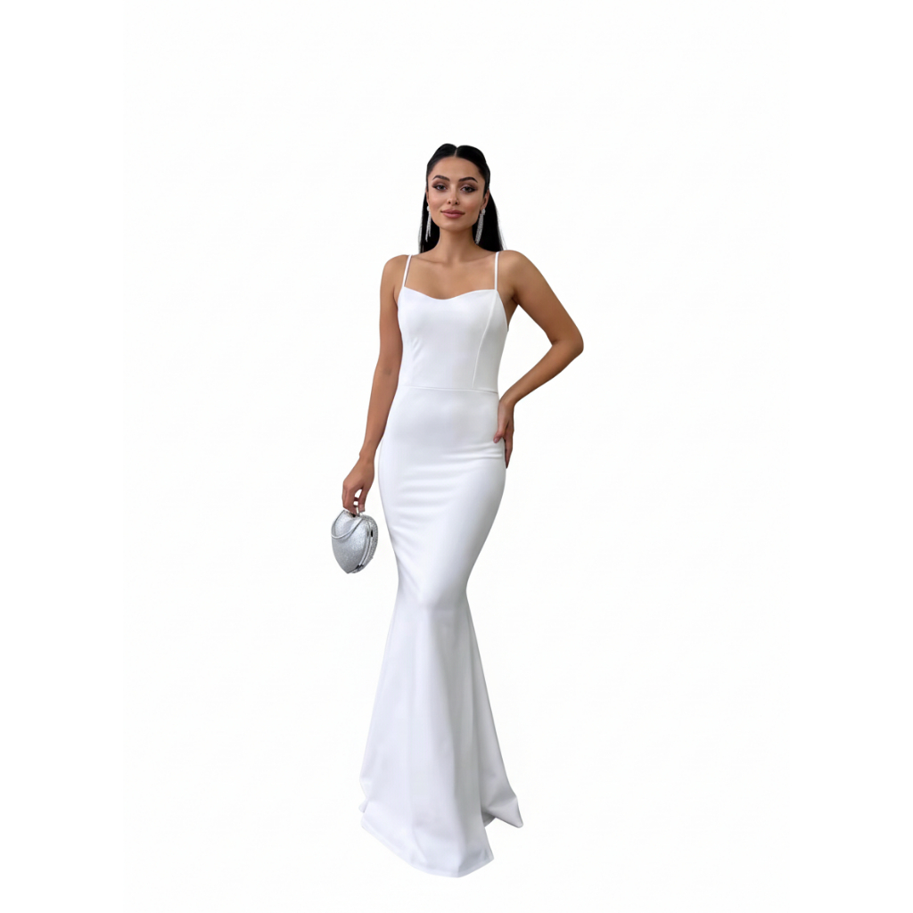 Elegant Arabic Women's Long Gown with Fish Tail Skirt High Collar Beaded Top Strapless Midi Dress for Middle East Ladies