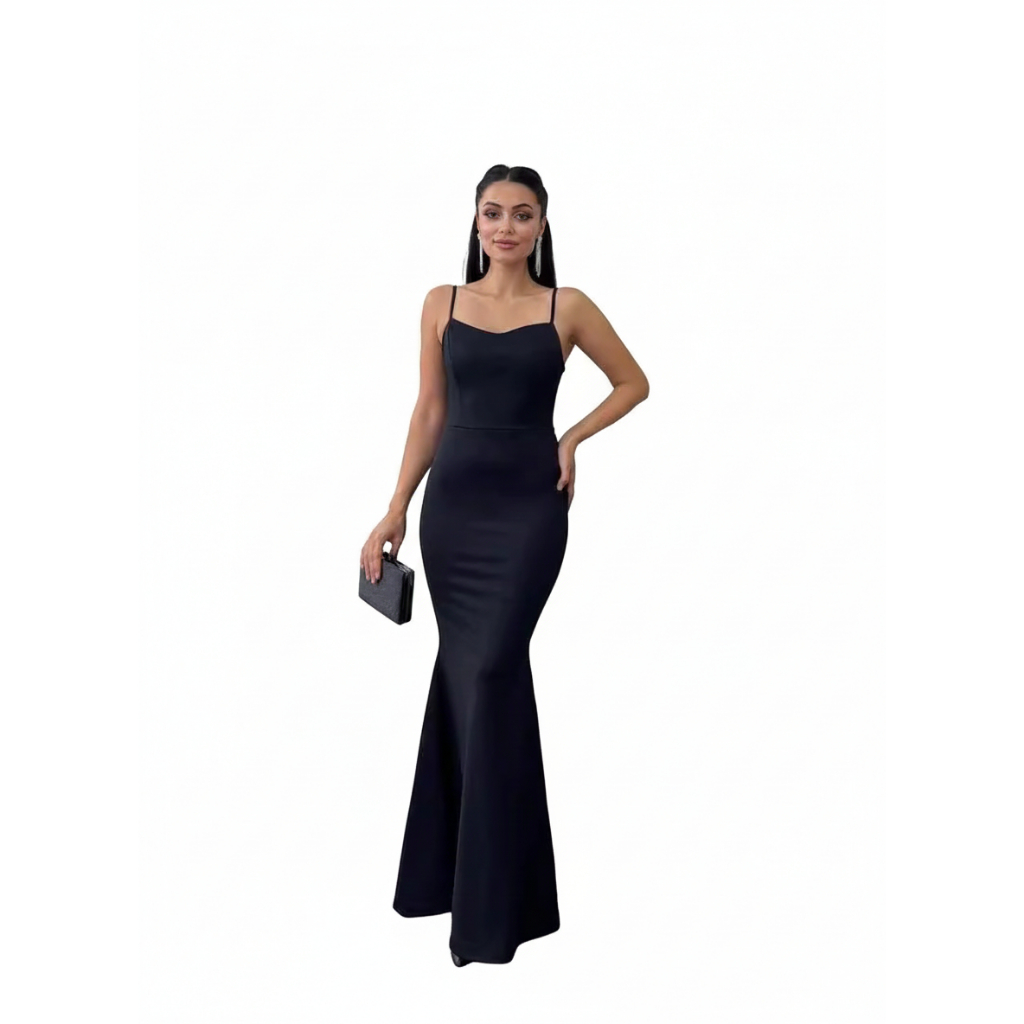 Elegant Arabic Women's Long Gown with Fish Tail Skirt High Collar Beaded Top Strapless Midi Dress for Middle East Ladies