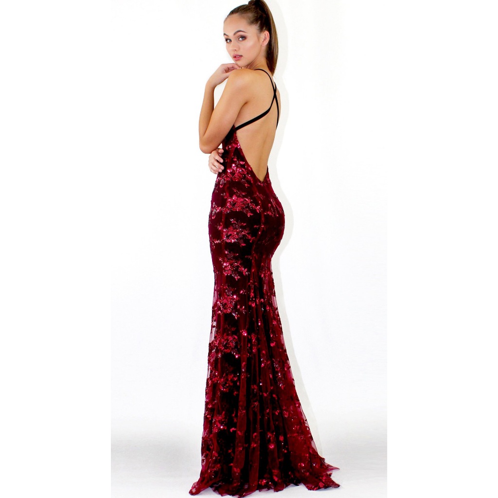 Luxury Women Mermaid Evening Wedding Spring Dress Spaghetti Strap Sequins Backless Prom Dress Party Maxi Gown