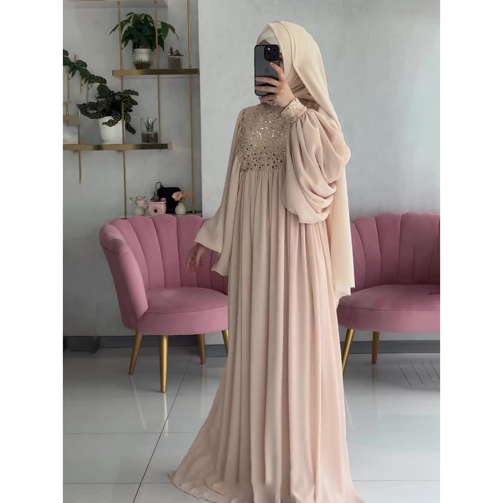 Muslim Fashion Abayas Women's Elegant Party Dress Sequins Splices Loose Robe Ramadan Kaftan Dubai Islamic