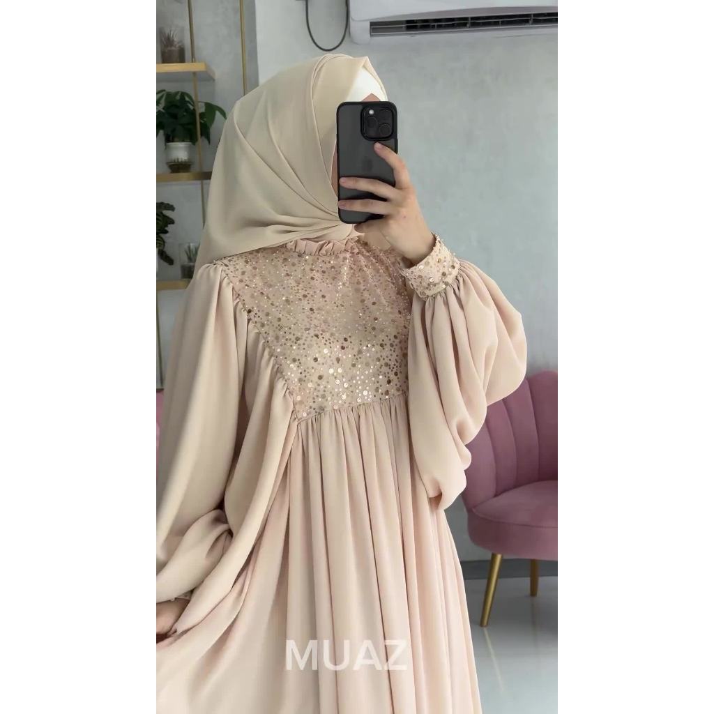 Muslim Fashion Abayas Women's Elegant Party Dress Sequins Splices Loose Robe Ramadan Kaftan Dubai Islamic