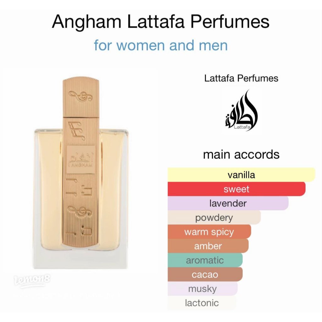 Orginal Angham Eau De Parfum 100ml by Lattafa Perfume Unisex Arabic Fragrance