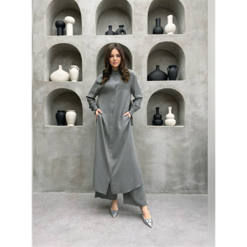 Muslim Sets Women Long Blouses Wide Leg Pants Set Two Piece Muslimah Ensemble Dubai Arabic Casual Ramadan