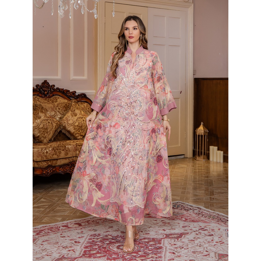 Evening Dresses Arab Long Robe Embroidery Muslim Women Party Jalabiya Ramadan Dubai Abayas Kaftan Islam