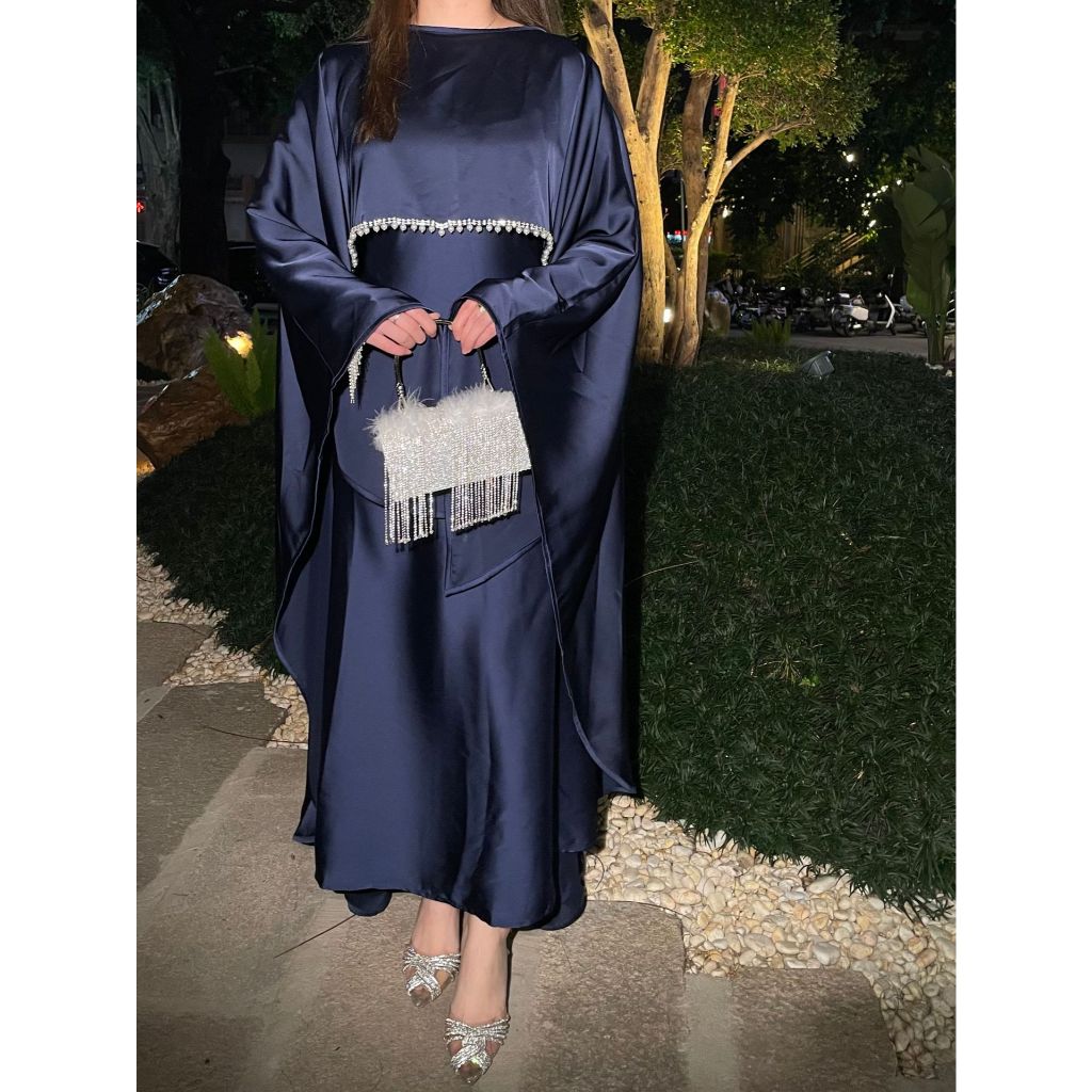 Elegant Pearl Chain Abaya Modest Abaya Muslim Hijab Ramadan Daily Commute Abaya Dubai Style Modest Robe