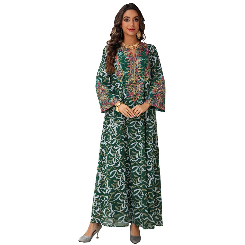 Dubai Abaya Women’s Long Robe Elegant Embroidery Kaftan Dress, Home Wear & Party Outfit