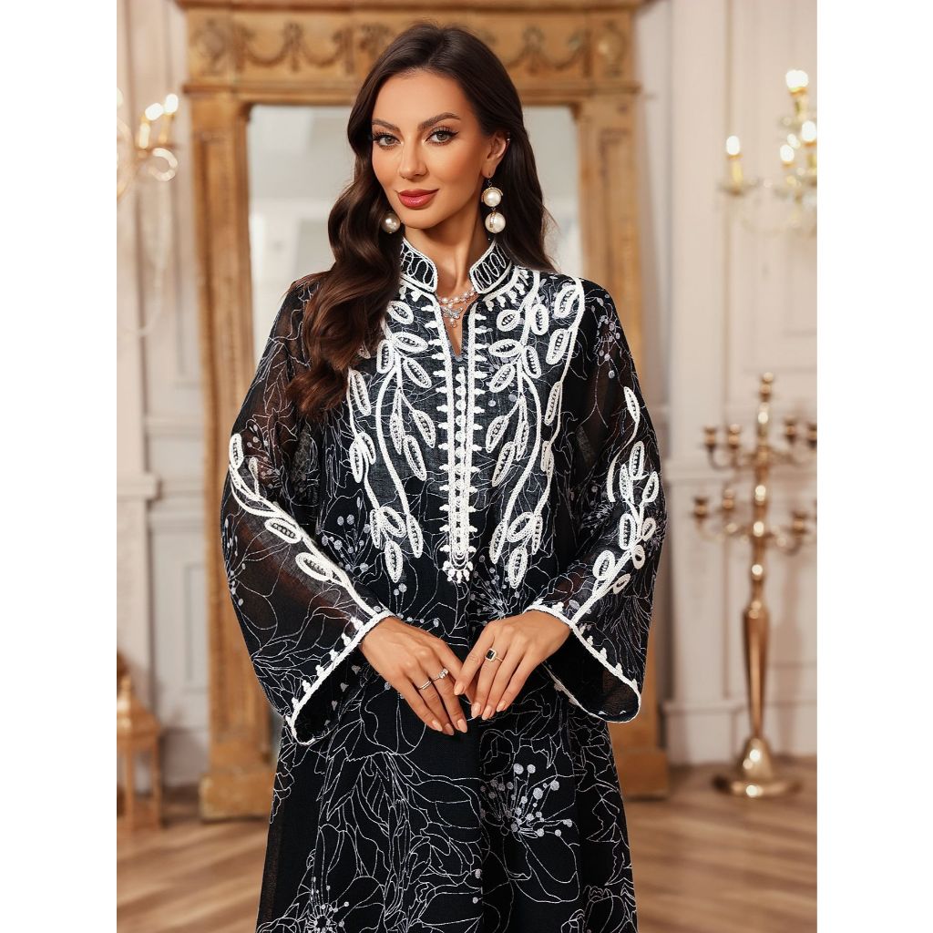 Long Dress Women Eid Muslim Abaya Party Dresses Embroidery Dubai Abayas Ramadan Kaftan Islam Arab Jalabiya Robe