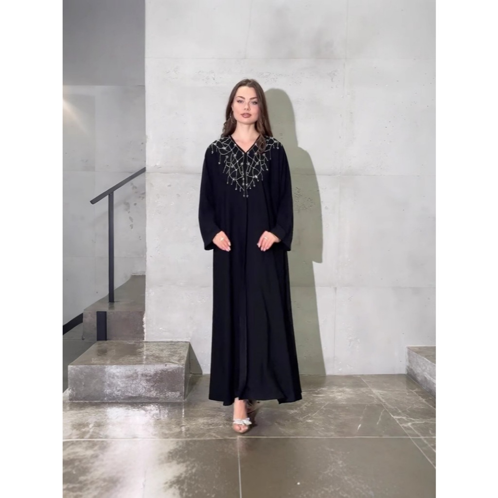 Ramadan Muslim Dress Women Hijab Abaya Khimar Jilbab Kebaya Loose Kaftan Robe Rhinestone Dresses Kimono Islam Clothing