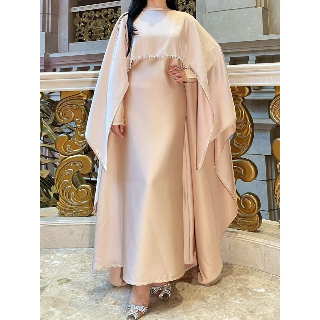 Elegant Pearl Chain Abaya Modest Abaya Muslim Hijab Ramadan Daily Commute Abaya Dubai Style Modest Robe