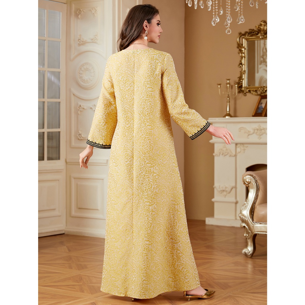Muslim Women Arabic Dubai Abaya Luxury Jacquard Embroidery Long Dress Kaftan Robe Maxi Dresses Islam Clothing