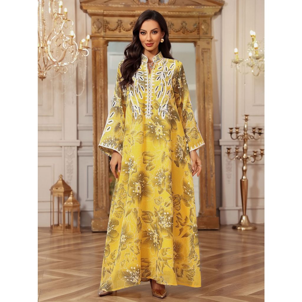 Long Dress Women Eid Muslim Abaya Party Dresses Embroidery Dubai Abayas Ramadan Kaftan Islam Arab Jalabiya Robe