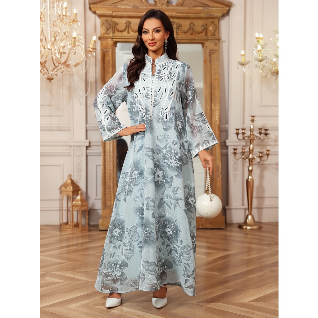 Long Dress Women Eid Muslim Abaya Party Dresses Embroidery Dubai Abayas Ramadan Kaftan Islam Arab Jalabiya Robe