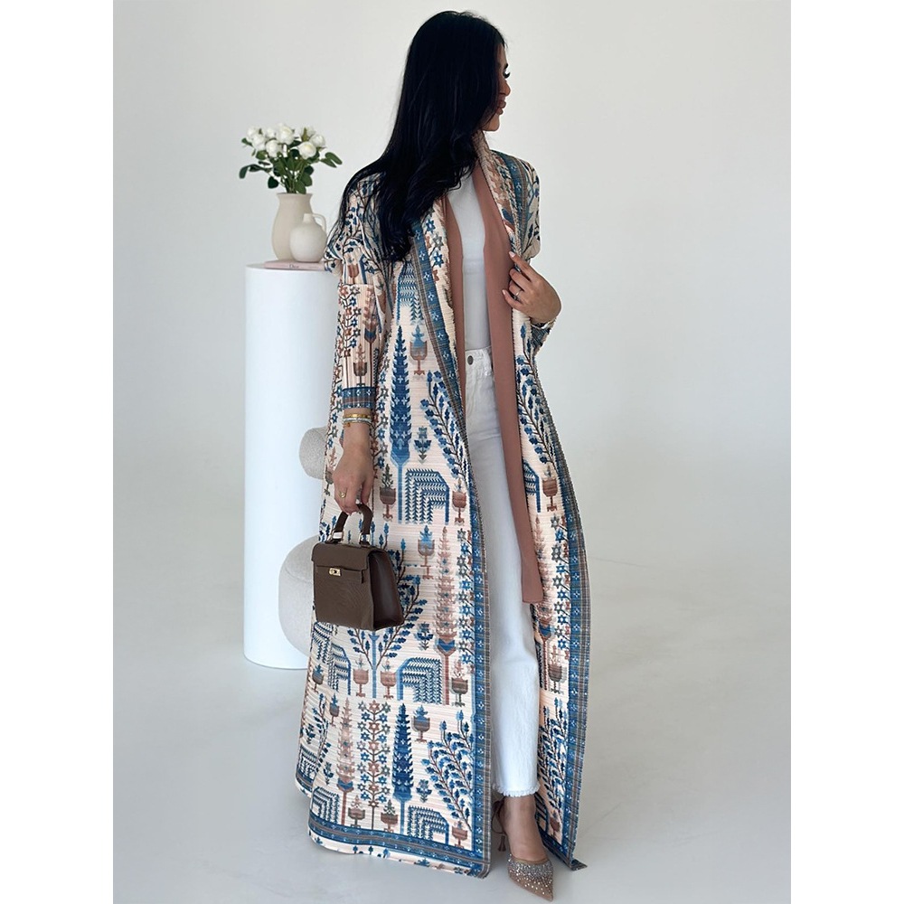 Women Fashion Abaya Vintage Printed Cardigan Design Loose Large Size Elegant Female Luxury Robe