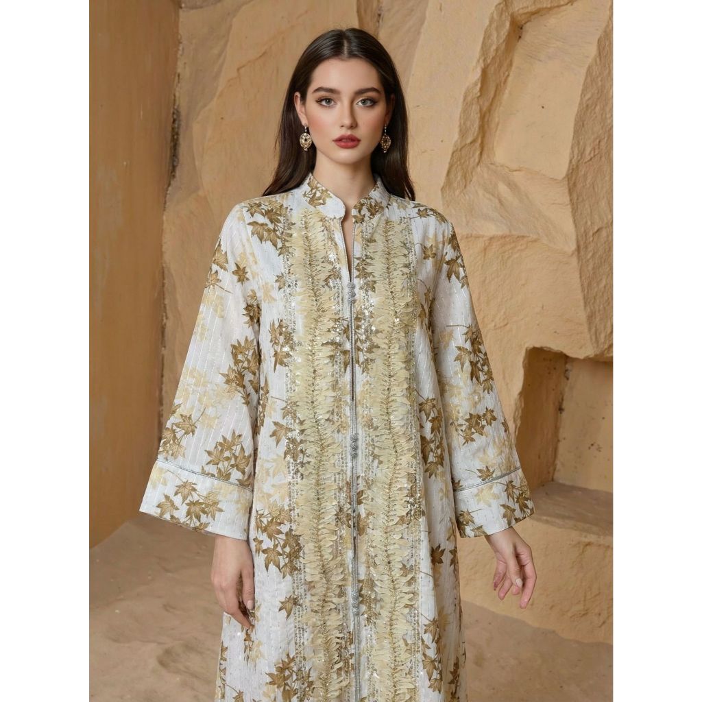 Muslim Party Dress for Women Jalabiya Abaya Ramadan Long Dresses Abayas Woman Kimono Print Caftan