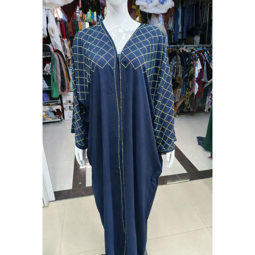 New Retro Style Arabian Mesh Rhinestone Women Dress Ethnic Style Muslim Dress