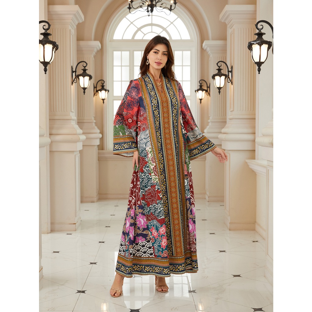 Luxurious Abaya Embroidered Floral Pullover Abaya Conservative Long Sleeve Abaya Designer Dubai Embroidered