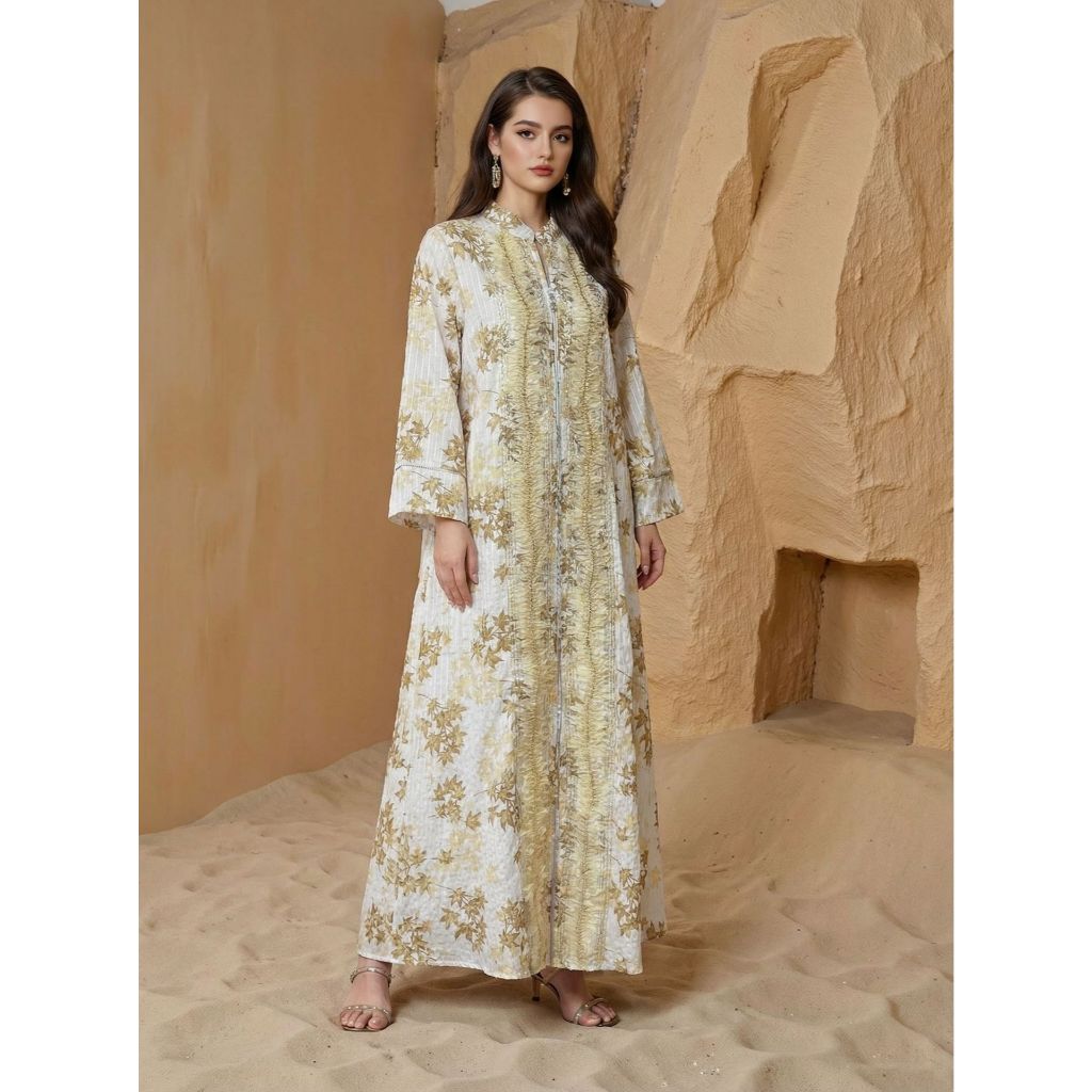 Muslim Party Dress for Women Jalabiya Abaya Ramadan Long Dresses Abayas Woman Kimono Print Caftan