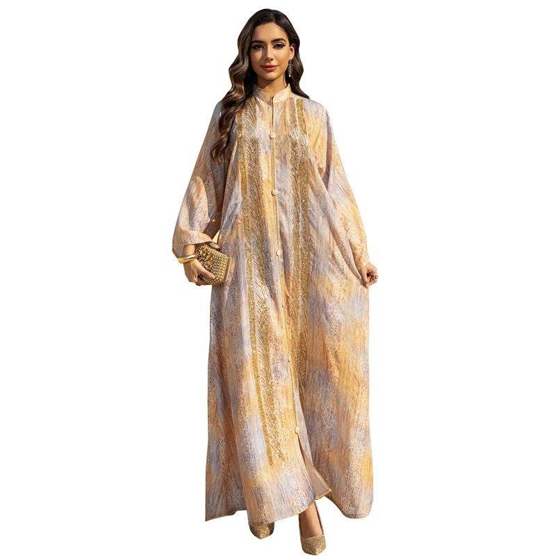 Women Dress Muslim Prayer Abaya Sequins Embroidery Abayas Dubai Islam Party Kaftan Robe Longue