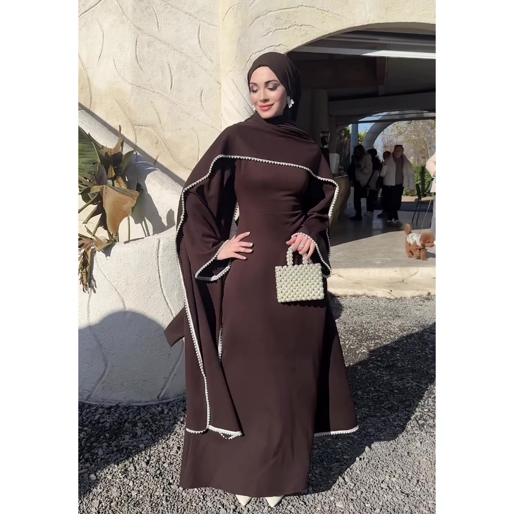 Elegant Long Sleeves Dresses Spring Women Bell Sleeve Long Dress High Waist Pullover Loose Knee Length Dress