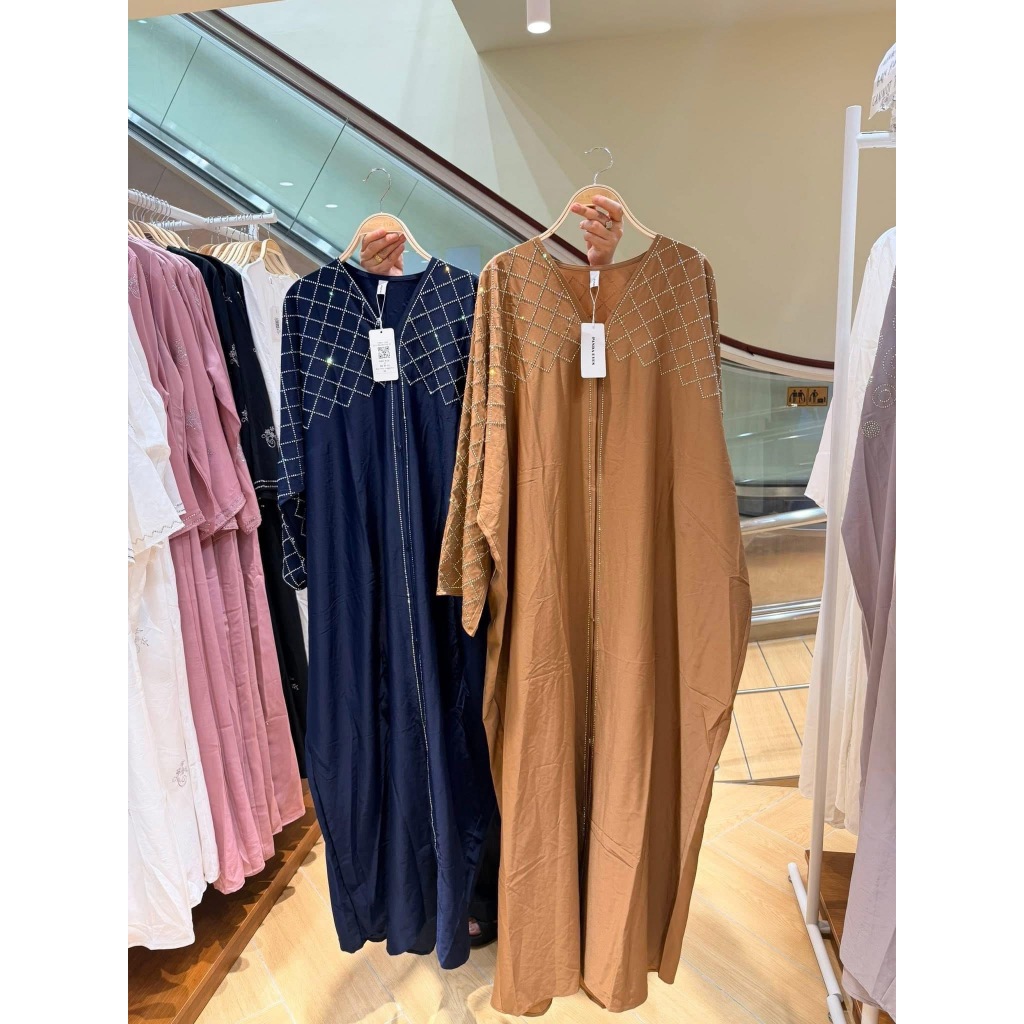 New Retro Style Arabian Mesh Rhinestone Women Dress Ethnic Style Muslim Dress